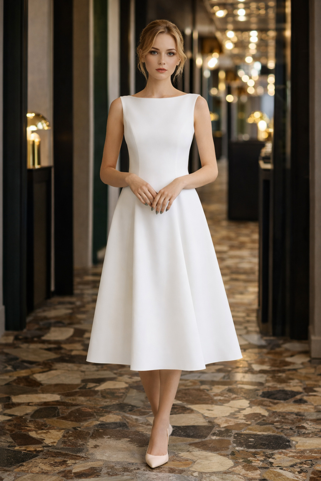 Nora A Kesim Midi Elbise