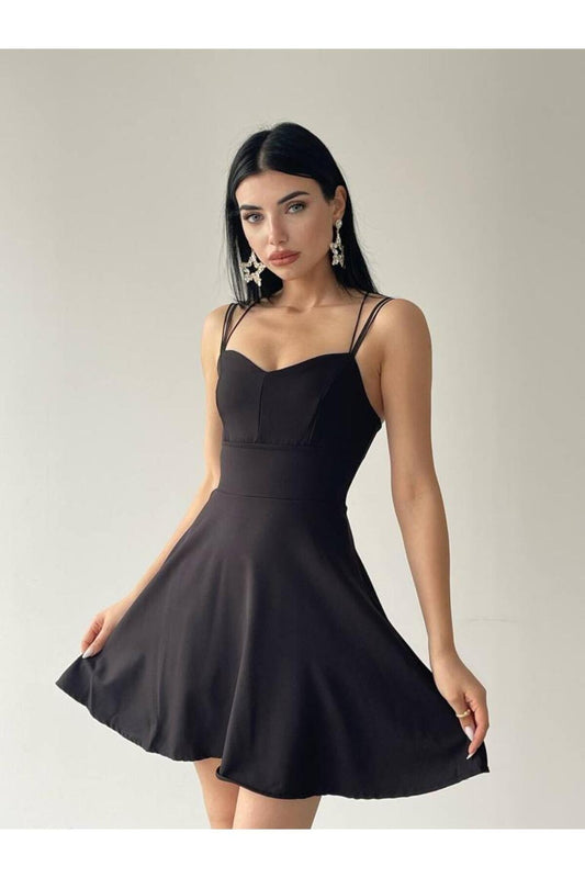 Çapraz Askılı Mini Elbise