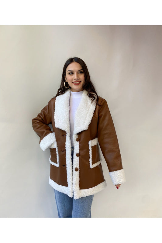 Cowslip Lamine kürklü mont