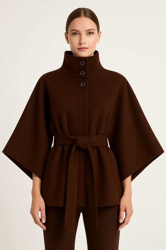 Kemer Detaylı Kaşe Panço