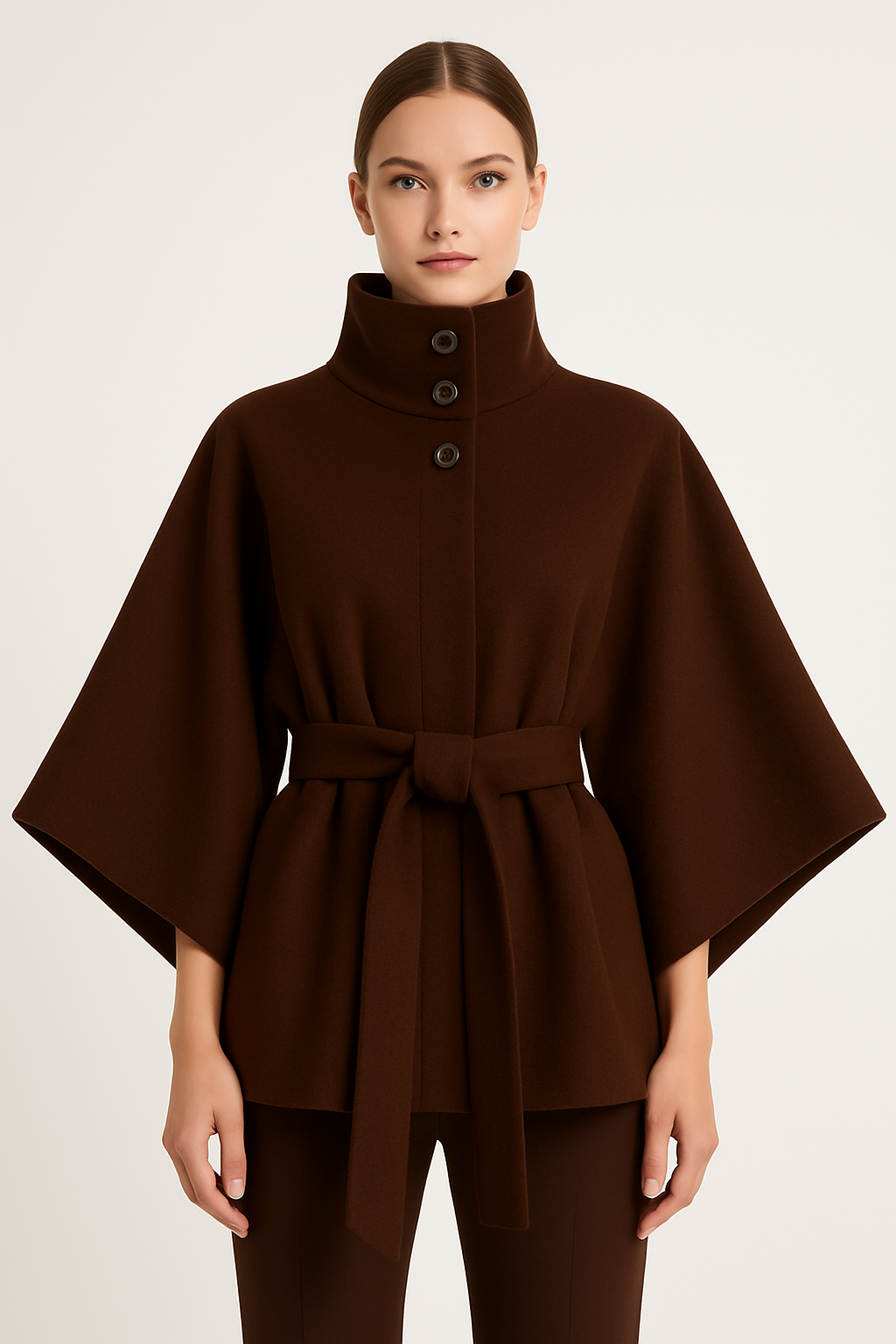 Kemer Detaylı Kaşe Panço