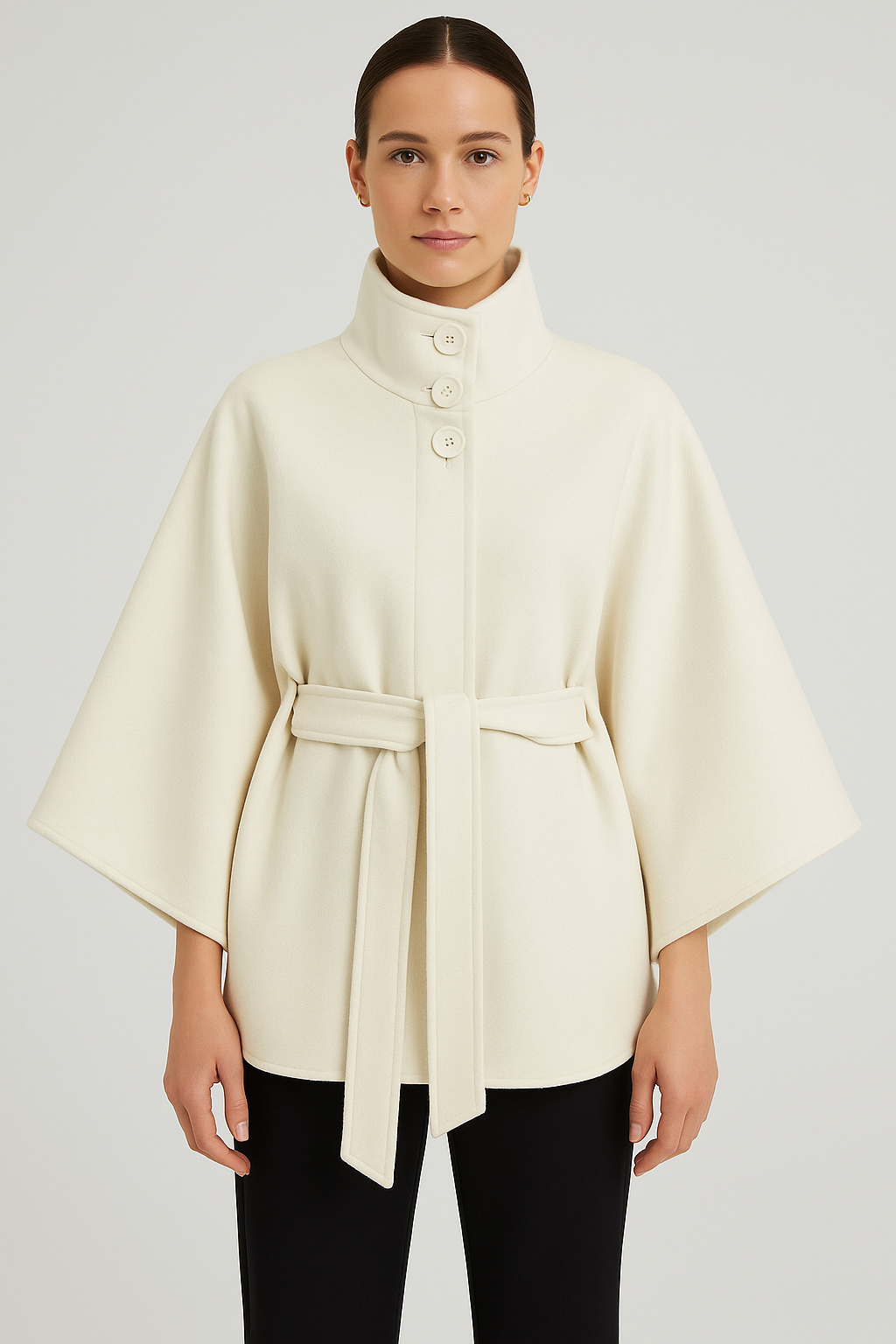 Kemer Detaylı Kaşe Panço