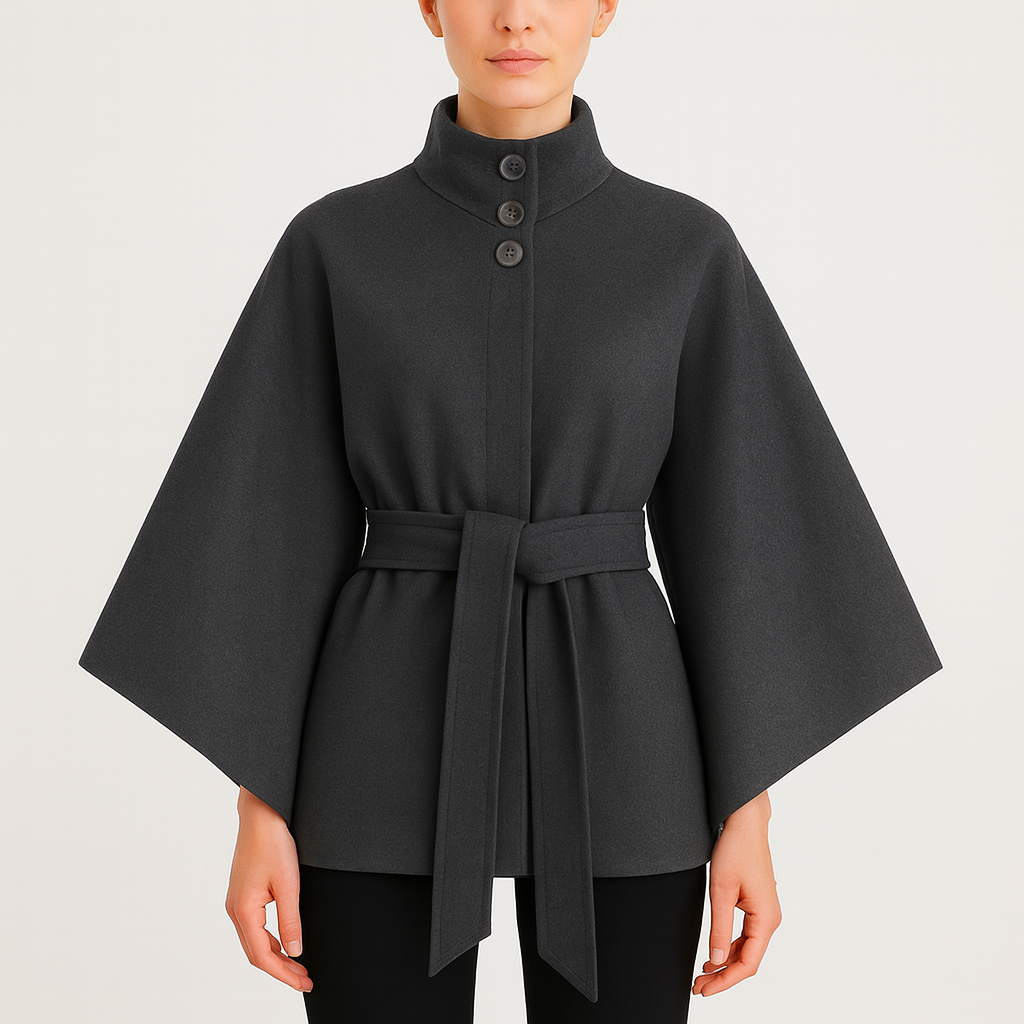 Kemer Detaylı Kaşe Panço