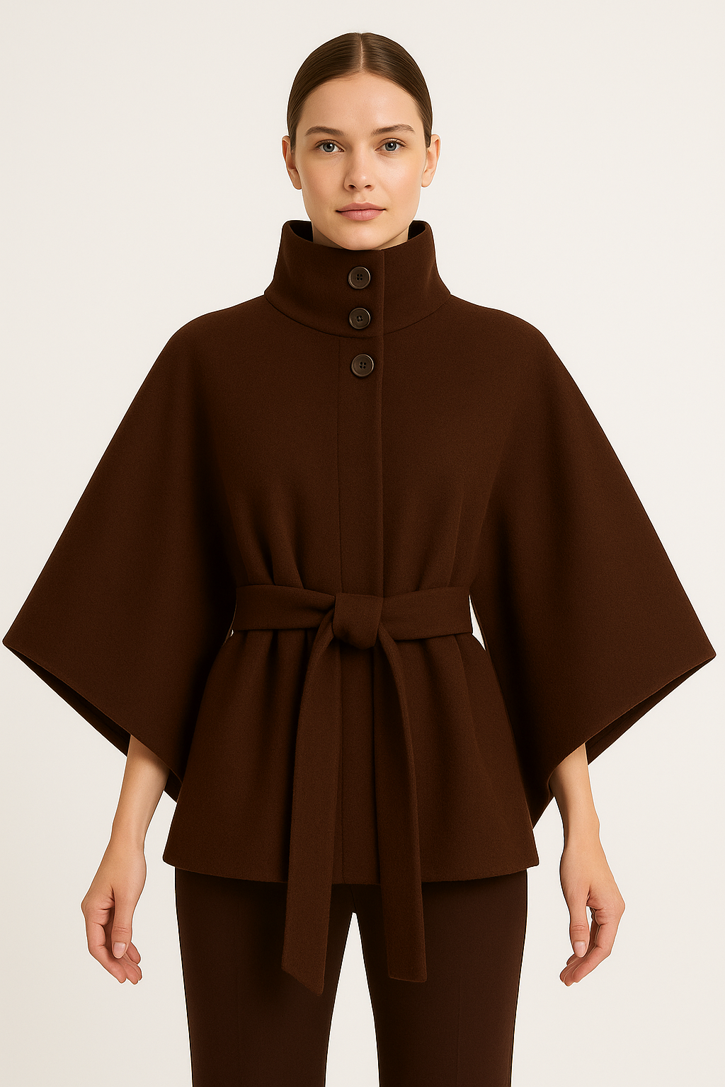 Kemer Detaylı Kaşe Panço