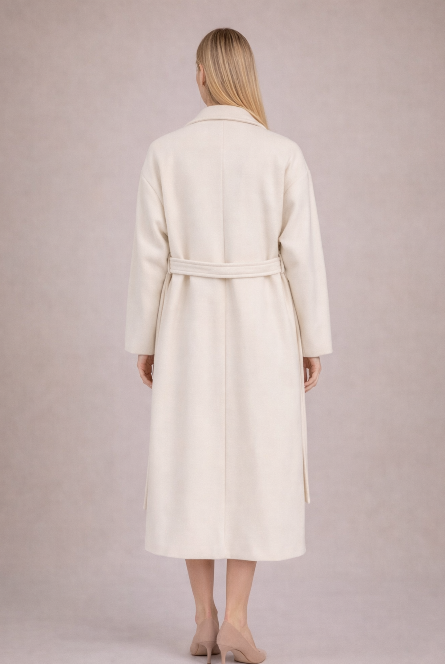 Beyaz Premium Kaşe Kaban