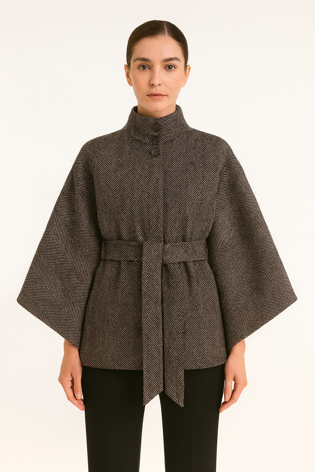 Kemer Detaylı Kaşe Panço